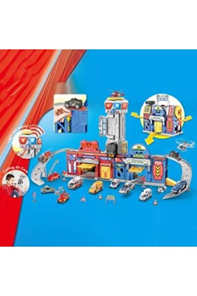 OEM Play Set Police & Fire Station with Sound Light & 2 Cars