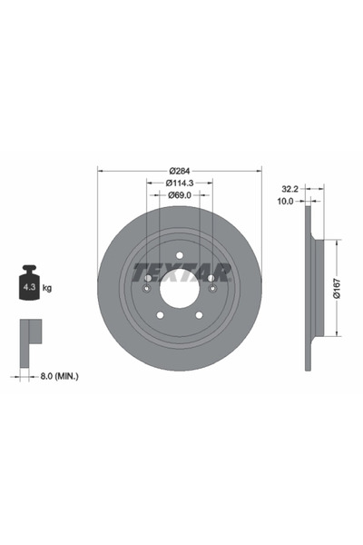 TEXTAR Дискова спирачка Hyundai Kona Kia Seltos