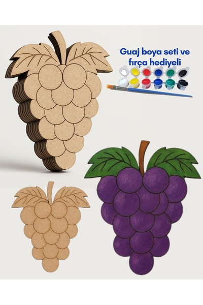 M.ART DEKORASYON M.Art Wooden Grape Painting Play Set - DIY Acrylic Paint Chi...