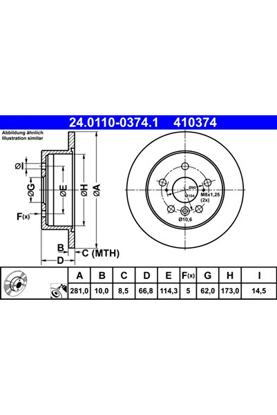 Ate Disc Frana Toyota Aurion/Avalon Limuzina/Camry Limuzina