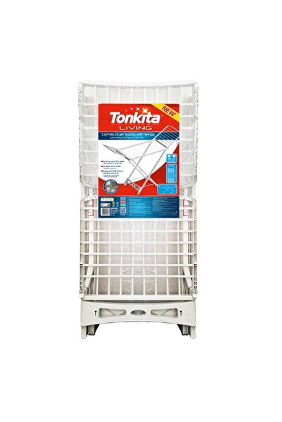 Tonkita رف تجفيف الملابس Living 20m مع أجنحة – مجفف ملابس بلاستيكي موفر للمساحة