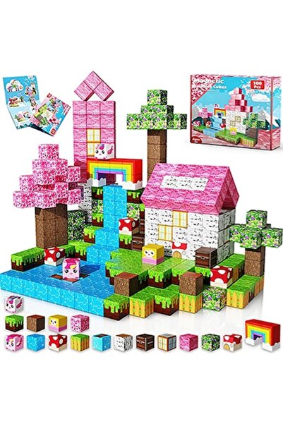 xpress sales Magnetic Construction Block Set, buyya, magnetic cubes with unicorn, educational STEM toy, 100 piece