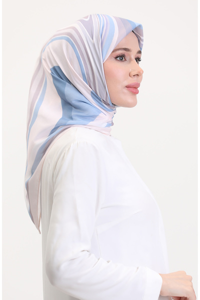 sefamerve Μαλακό κασκόλ με σχέδιο 70254-08 Μπλε τζιν βιζόν