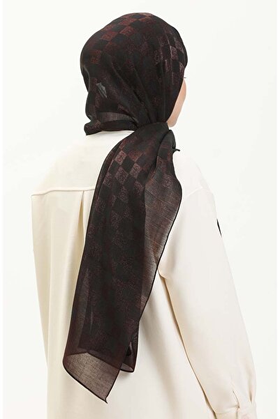 sefamerve Σάλι με τετράγωνο σχέδιο 70224-03 Bitter Brown