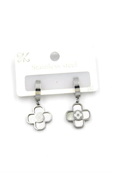 HarmonyAura أقراط دائرية من ليتاتريند على شكل ورقة البرسيم - فضية