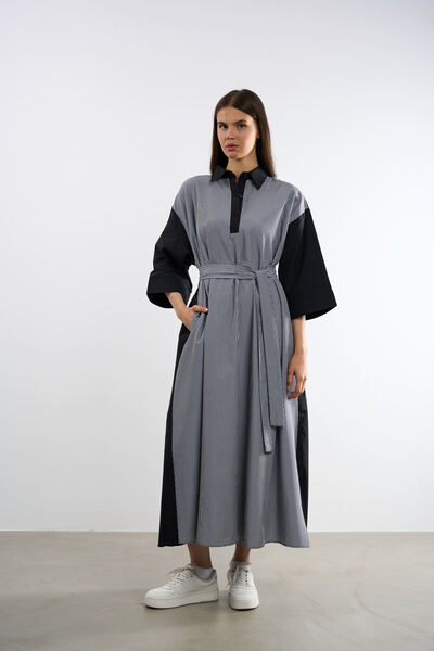 HANIQA Striped Polo Neck Dress |   25262 |   44-50