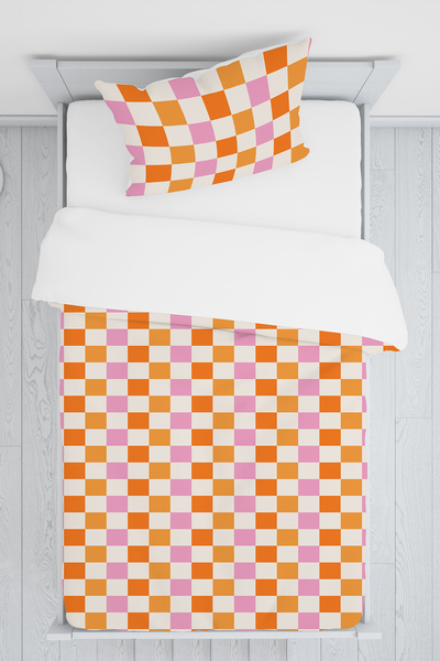 BelezaHome Orange Cats Themed Single Baby Kids Duvet Cover Set