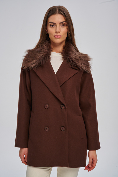 sdf line Yakası Reglan Kol Kruvaze Kapama Cepli Rahat kalıp KAŞE KABAN