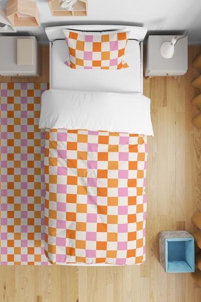 BelezaHome Orange Cats Themed Single Baby Kids Duvet Cover Set
