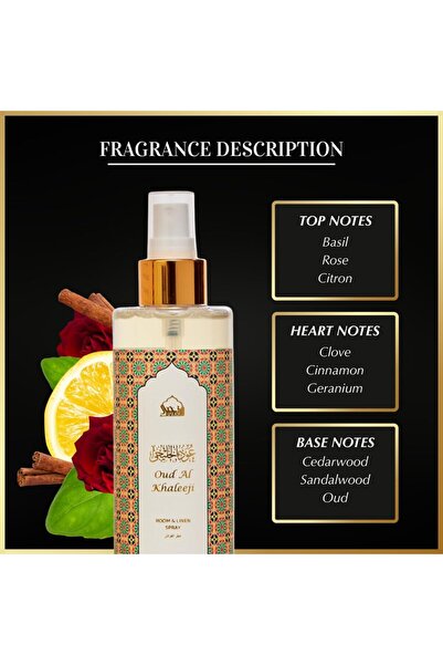 dukhni Oud Al Khaleeji Attar Al Faraash | 250 ml Non Alcoholic Spray | Arabic Natural Mist | Air Fre