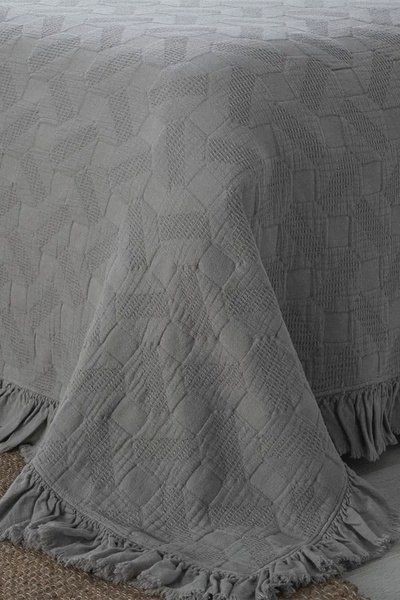 Ecocotton Tanya Gray Double Size 100% Organic Cotton Pique Bedspread Set 240*260 cm