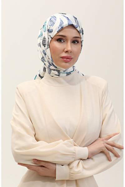 sefamerve وشاح منقوش 70289-10 نيلي