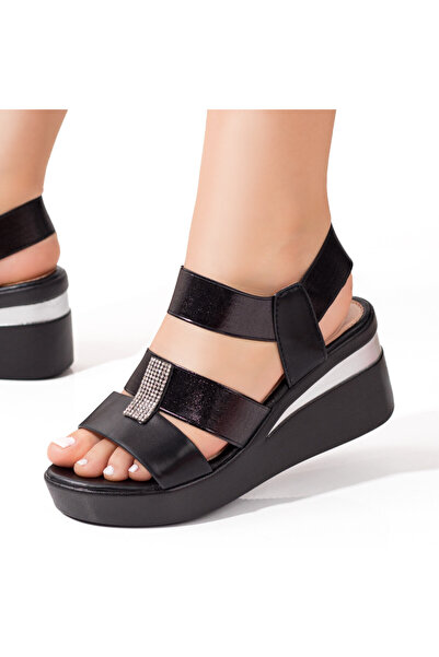 BMoD Sandale cu platformă negre pentru femei MOD08505