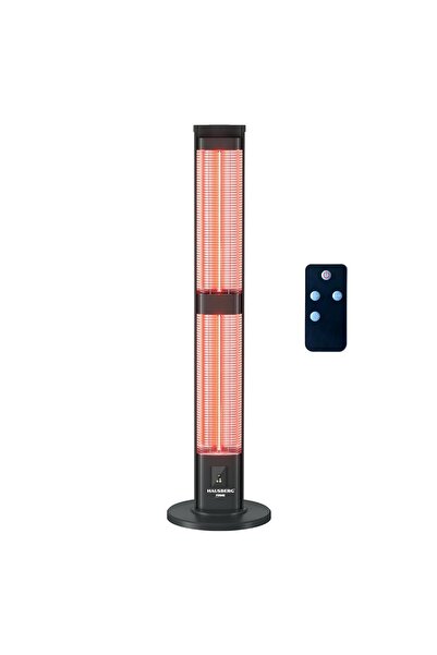 Hausberg Radiator electric digital cu telecomanda HB-8570NG, 3000W, 3 trepte, carbon, IP45, termostat, Negru