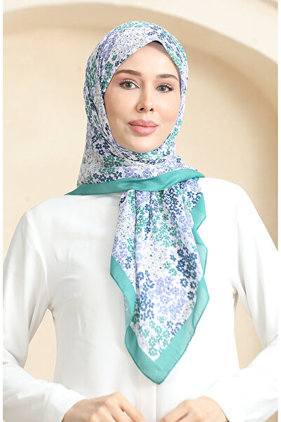 sefamerve وشاح ناعم منقوش 70260-04 لون أخضر أرجواني