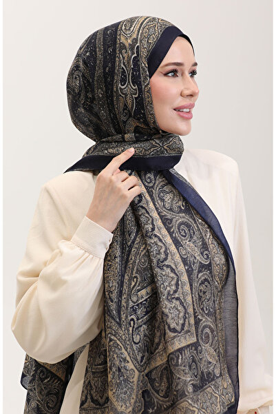 sefamerve Ethnic amber shawl 70277-02 navy blue