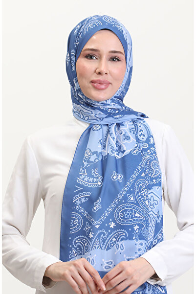 sefamerve Şal moale cu model 70267-06 Indigo