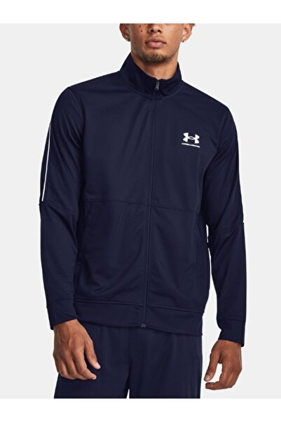 Under Armour Men's UA Pique Track Sweatshirt with Logo Print, Navy
