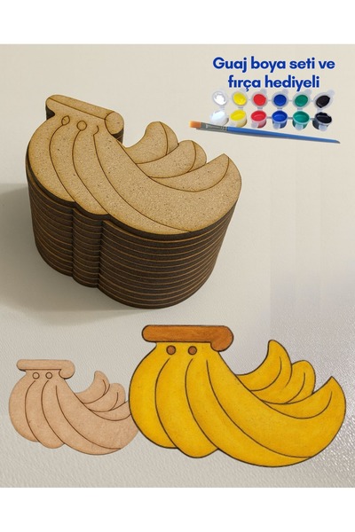 M.ART DEKORASYON M.Art Wooden Banana Painting Play Set - DIY Acrylic Paint Ch...