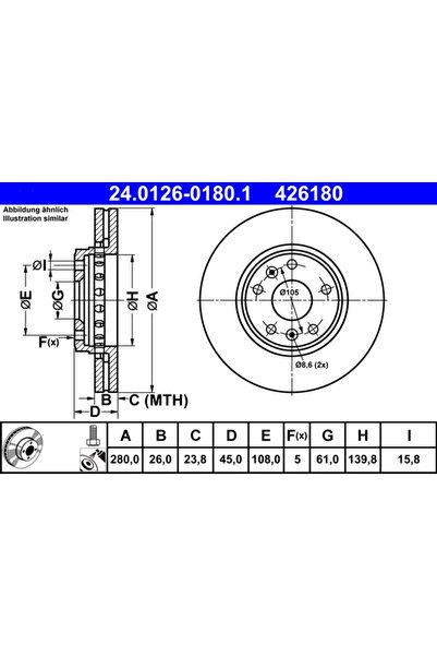 Ate Set Discuri Frana Mercedes-Benz Citan Autoutilitara/Limuzina Spatioasa/Ci...