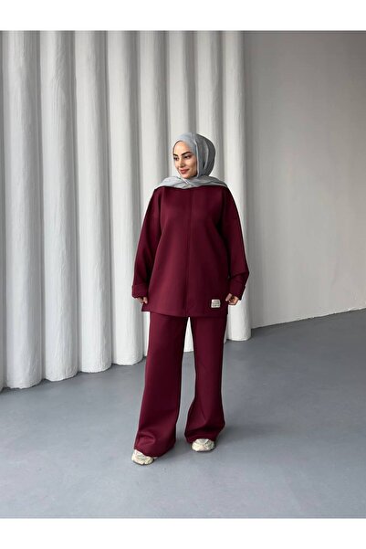 She Olive Relaxed Fit Hijab Scuba Suit with Double Pants