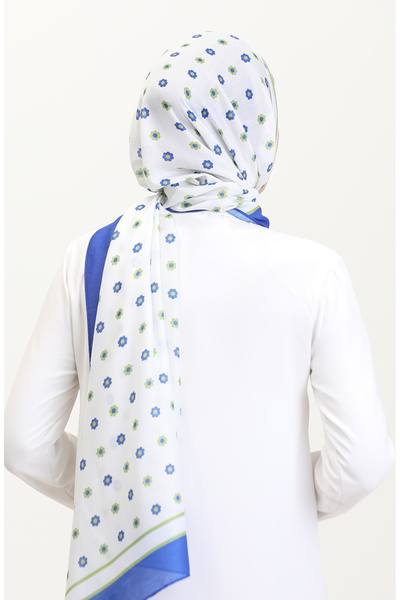 sefamerve Μαλακό σάλι με σχέδιο 70265-01 μπλε κοβαλτίου Πράσινο