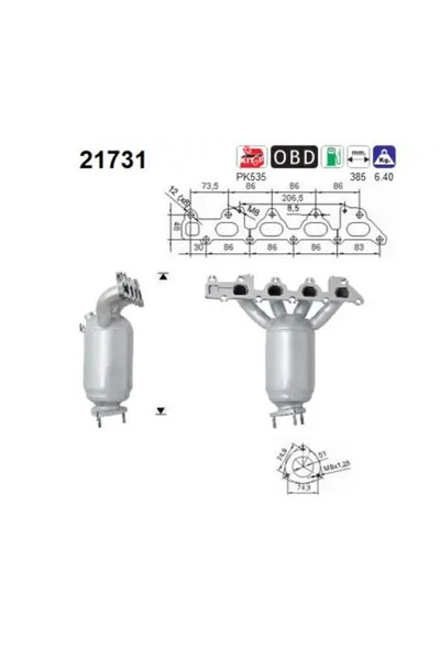As Катализатор Opel Astra G/Corsa C/Meriva A Microbus Vauxhall Astra Model 4/...