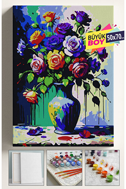 Corvo Sayılarla Boyama Seti Numaralı Tuval Fırça Boya Dahil Kasnaklı Set 50x7...