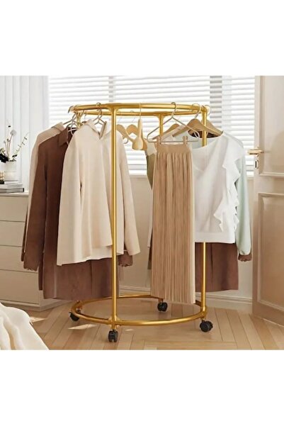 PORKY Shop Round Metal Clothes Rack with Wheels, Stainless Steel, Capacity 40kg