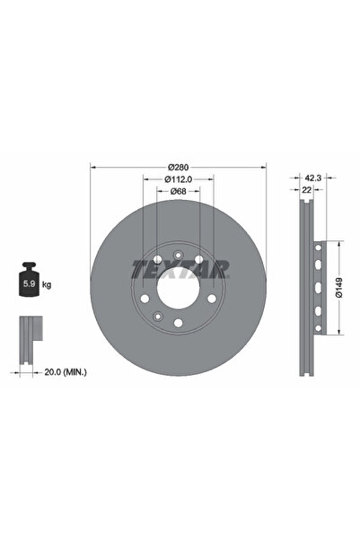 TEXTAR Disc Frana Audi A8 D3 Vw Phaeton