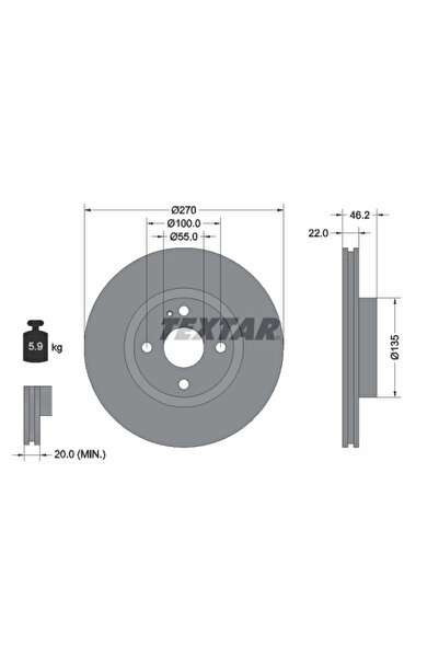 TEXTAR Disc Frana Eunos Roadster 2 Mazda Mx-5 2