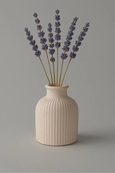 BlackHome Dekoratif Vazo Beyaz Çizgili Desenli