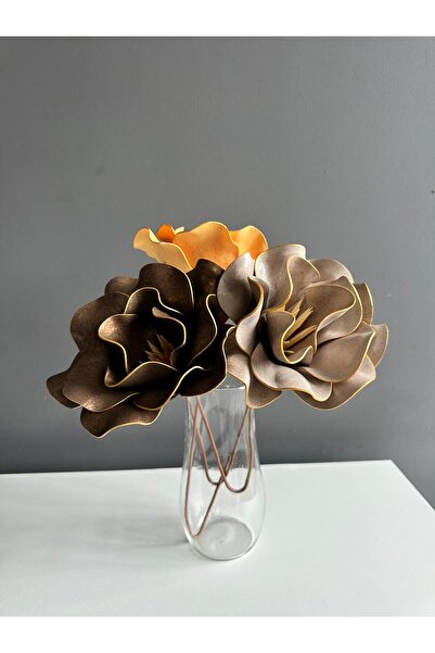 Luvienn El Yapımı Dekoratif Büyük 3 Adet Yapay Manolya Çok Renkli Vazo Çiçeği