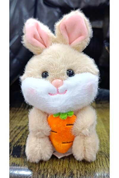 Şeker Adası Cute Carrot Brown Rabbit Plush Toy Keychain Gift Sleeping Companion 15 cm