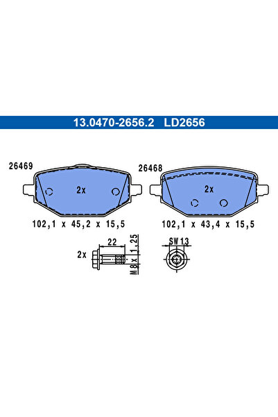 Ate Set Placute Frana Frana Disc Renault Captur 2/Megane 4