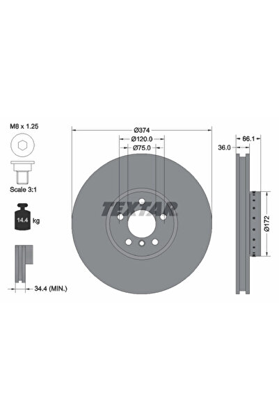 TEXTAR Disc Frana Alpina B7 Bmw 5 Gran Turismo/7