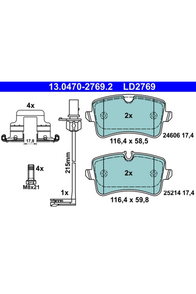 Ate Brake Pad Set Disc Brake Audi A6 C7/A7 2010-2018