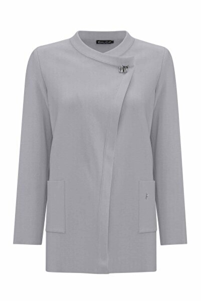 MISS DALIDA Aksesuar Detaylı Düz Renk Gri Hırka