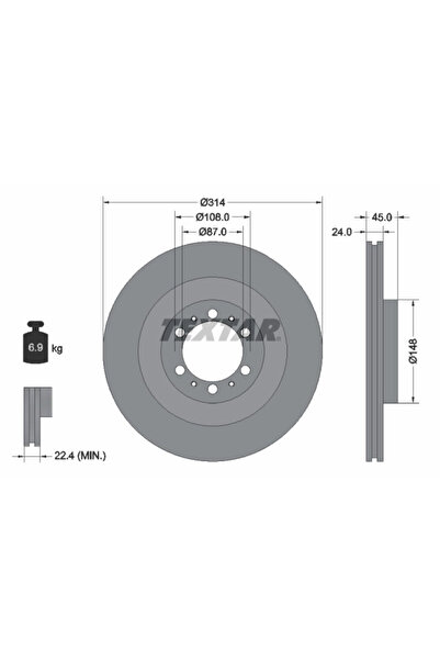 TEXTAR Disc Frana Mitsubishi L200/Pajero Sport 1/Pajero Sport Van 1 Mitsubish...