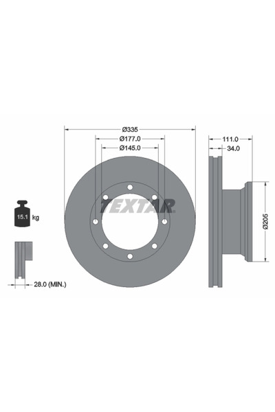 TEXTAR Disc Frana Mercedes-Benz Atego