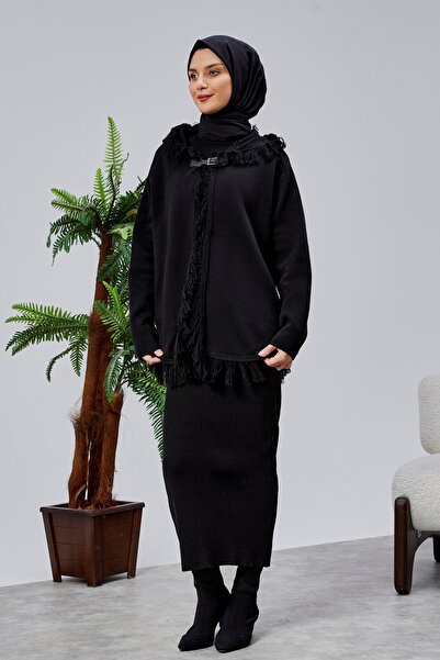 CNR TEKSTİL Tricot Jacket with Tassel Detail