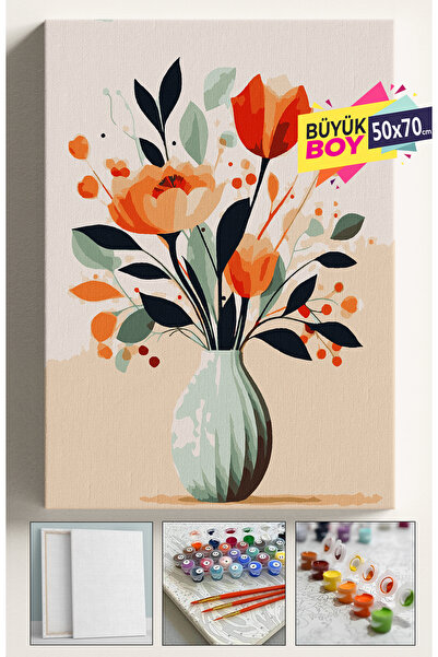 Corvo Sayılarla Boyama Seti Numaralı Tuval Fırça Boya Dahil Kasnaklı Set 50x7...