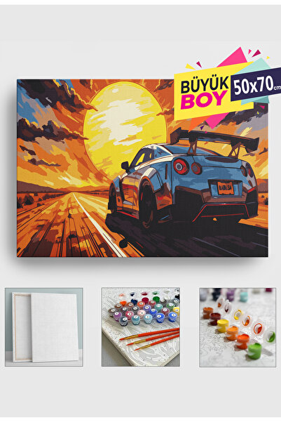 Corvo Sayılarla Boyama Seti Numaralı Tuval Fırça Boya Dahil Kasnaklı Set 50x7...