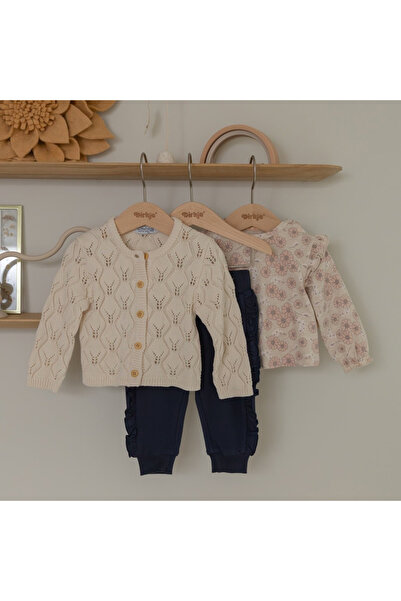 Dirkje Girls' 100% Cotton Knitted Cardigan - Cream