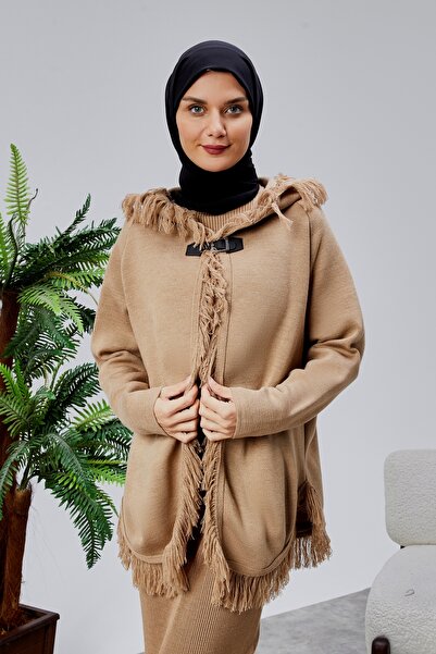 CNR TEKSTİL PÜSKÜL DETAYLI TRİKO CEKET