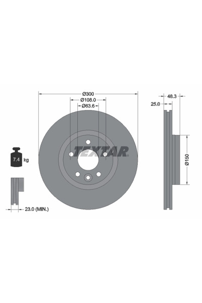 TEXTAR Disc Frana Volvo V40