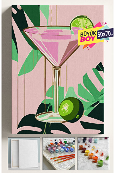 Corvo Sayılarla Boyama Seti Numaralı Tuval Fırça Boya Dahil Kasnaklı Set 50x7...