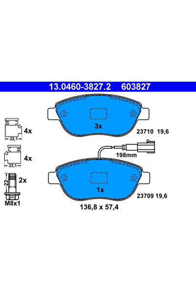 Ate Set Placute Frana Frana Disc Abarth 500 / 595 / 695/500C / 595C / 695C Fi...