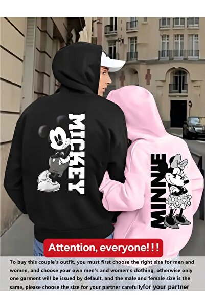 CLASİVA سترة بقلنسوة مطبوعة بطبعة ميكي ميني بسحاب مزدوج للجنسين