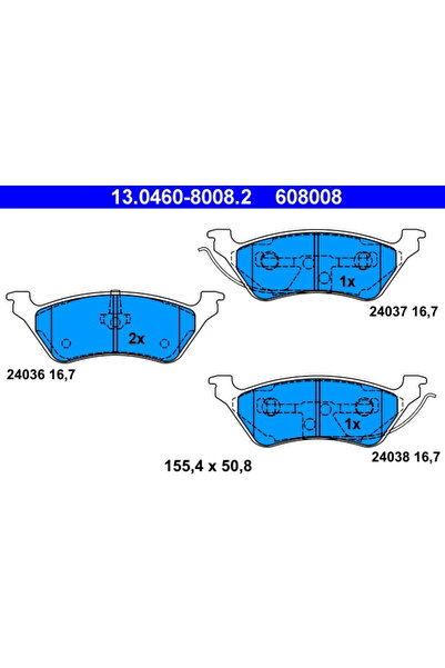 Ate Комплект спирачни накладки за дискови спирачки Chrysler Voyager 4